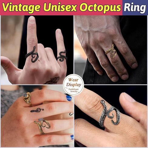 FaithHeart Norse Viking Raven Skull Rings for Men Women, Stainless Steel/18K Gold Plated Punk Gothic Jewelry Personalized Customize, Delicate Packaging in Saudi Arabia