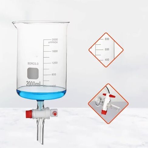 500ml-5000mL High Borosilicate Glass Beaker with Tetrafluoro Piston Vacuum Pump - Ideal for Laboratory Use(1000ml) in Saudi Arabia