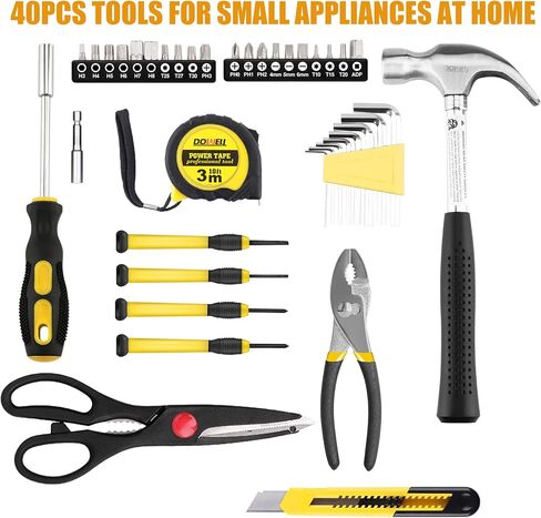 DOWELL 40 Pieces Home Tool Set Pink, General Household Hand Tool Kit with Plastic Toolbox Storage Case, Mini Repair Tool kit for Women, College Students, Home Use & More in Kuwait