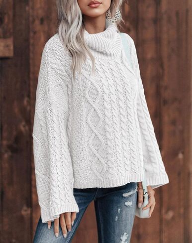 PRETTYGARDEN Fall Sweaters for Women 2025 Oversized Chunky Cable Knit Turtleneck Long Sleeve Winter Pullover Sweater Tops in Saudi Arabia