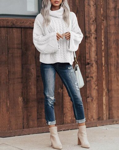 PRETTYGARDEN Fall Sweaters for Women 2025 Oversized Chunky Cable Knit Turtleneck Long Sleeve Winter Pullover Sweater Tops in Saudi Arabia