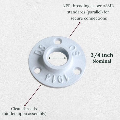 1/2" FLANGE: Industrial Threaded Black Iron Pipe Fittings; Natural - raw metal fittings without surface coat; for Decorative DIY Shelving, Rustic Furniture, Modern Farmhouse Decor (12 Pack) in Kuwait