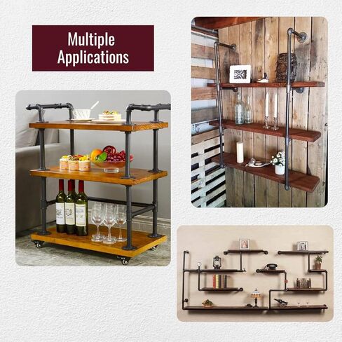 1/2" FLANGE: Industrial Threaded Black Iron Pipe Fittings; Natural - raw metal fittings without surface coat; for Decorative DIY Shelving, Rustic Furniture, Modern Farmhouse Decor (12 Pack) in Kuwait