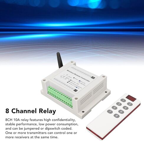8 Channel Relay 8CH 10A DC 12V-36V Lamp Control Radio Switch Relay Module with Remote Control, RF, Easy Installation, Stable Performance in Saudi Arabia