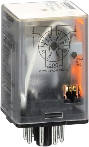 Schneider Electric Square D Pluge In Relay ، Type KP ، Tubular ، 1 HP عند 277 VAC ، 10A مقاومة عند 120 VAC ، 8 دبوس ، DPDT ، 2 NO ، 2 NC ، 24 VAC لفائف in Saudi Arabia
