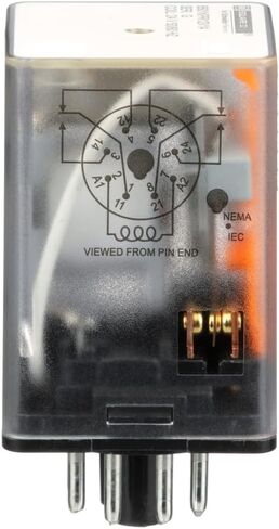 Schneider Electric Square D Pluge In Relay ، Type KP ، Tubular ، 1 HP عند 277 VAC ، 10A مقاومة عند 120 VAC ، 8 دبوس ، DPDT ، 2 NO ، 2 NC ، 24 VAC لفائف in Saudi Arabia