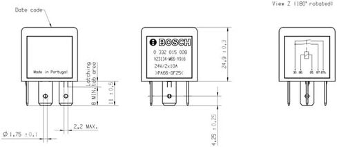 BOSCH 0332015008 Normal Open Mini Relay - 5 Pins ، 24V ، 2x10 A - Single in Saudi Arabia