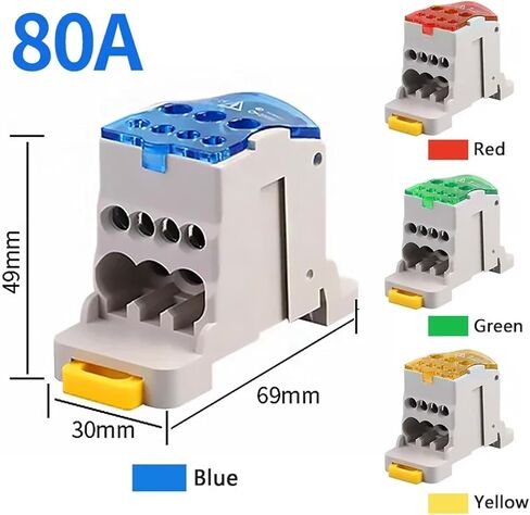 UKK-80A Din Rail Terminal Blocks One in Several Out Power Distribution Block Box Universal Electric Wire Connector Junction Box(Color:125A,Size:Yellow_4 PCS) in Saudi Arabia