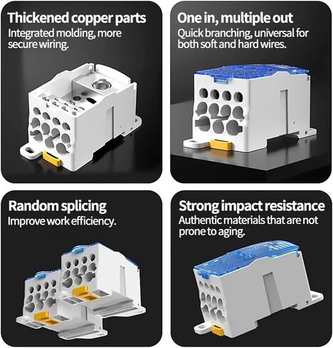 UKK-80A Din Rail Terminal Blocks One in Several Out Power Distribution Block Box Universal Electric Wire Connector Junction Box(Color:125A,Size:Yellow_4 PCS) in Saudi Arabia