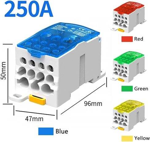 UKK-80A Din Rail Terminal Blocks One in Several Out Power Distribution Block Box Universal Electric Wire Connector Junction Box(Color:125A,Size:Yellow_4 PCS) in Saudi Arabia