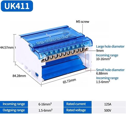 UKK-80A Din Rail Terminal Blocks One in Several Out Power Distribution Block Box Universal Electric Wire Connector Junction Box(Color:125A,Size:Yellow_4 PCS) in Saudi Arabia