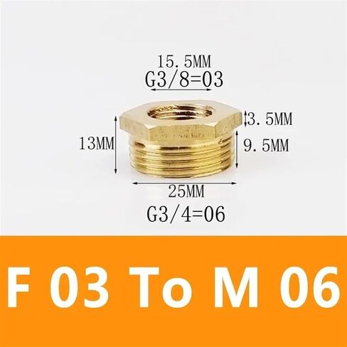 Brass Hex Bushing Reducer Pipe Fitting F To M Threaded 1/8 1/4 3/8 1/2 3/4 Reducing Copper Water Gas Adapter Coupler Connector(Color:F 02 To M 04), 20 Pcs in Saudi Arabia