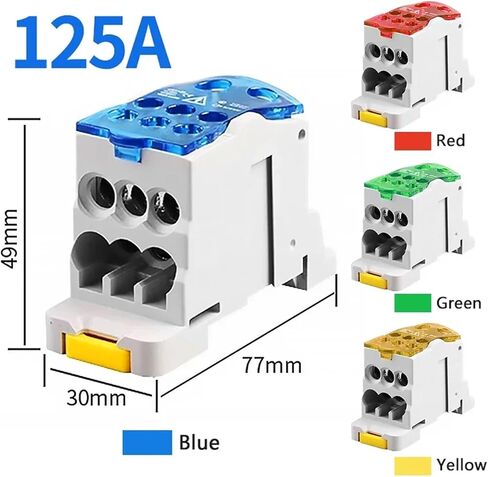 UKK-80A Din Rail Terminal Blocks One in Several Out Power Distribution Block Box Universal Electric Wire Connector Junction Box(Color:125A,Size:Yellow_4 PCS) in Saudi Arabia