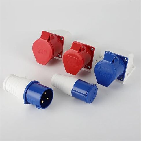 1pcs IP44 3 Pole 4 Pole 5 Pin Waterproof Dustproof Industrial Plug Male ＆ Female 32A Wall Mounted Plug Panel Mounted Plug 220V 380V(Color:3P 32A plug) in Saudi Arabia