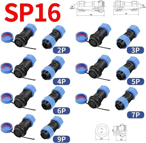 SP/13/16/17/20/21 SD13 Docking Aviation Plug and Socket Connector 2/3/4/5/6/7/9/12 PIN Male Female Waterproof, Dustproof IP68(Color:Sp13,Size:5 Sets(Male Female)_2P) in Saudi Arabia