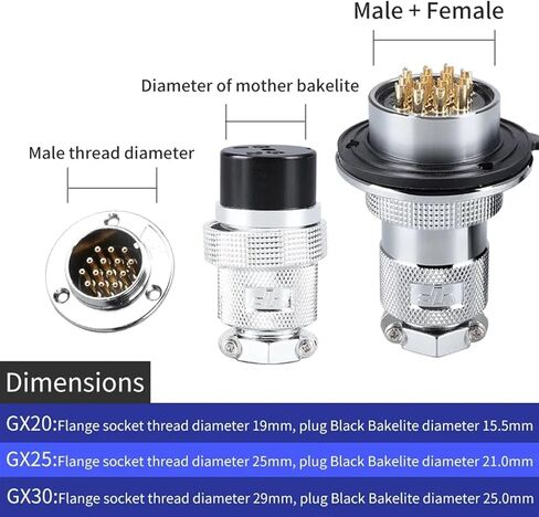 5sets M30 DF30 GX30 flange mounting 3-hole fixing aviation connector plug&socket 2Pin 3/4/5/6/7/8/910/11/12/14pin connectors(Color:GX DF30 7PIN) in Saudi Arabia