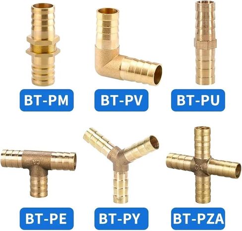 Brass Barb Pipe Fitting tee joint connector For 4mm 5mm 6mm 8mm 10mm 12mm 16mm 19mm hose copper Pagoda Water Tube Fittings(Color:2 Way,Size:16mm (10pcs)) in Saudi Arabia