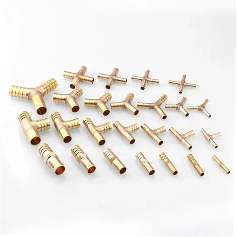Brass Barb Pipe Fitting tee joint connector For 4mm 5mm 6mm 8mm 10mm 12mm 16mm 19mm hose copper Pagoda Water Tube Fittings(Color:2 Way,Size:16mm (10pcs)) in Saudi Arabia
