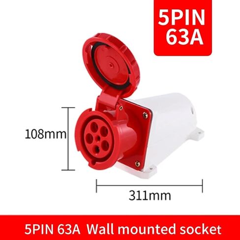1PCS PLUT3/4/5 PIN المقبس المقاومة للغبار IP67 ذكر وأنثى 63A المقبس الصناعي المصنوع 380V 415V (اللون: 3P 63A توصيل) in Saudi Arabia