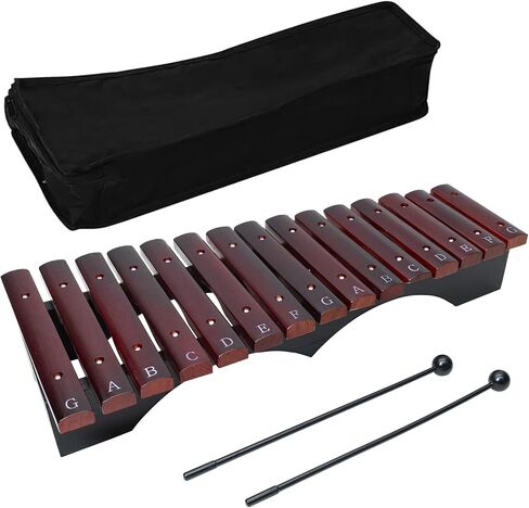 Xylophone Instrument 15-note Red Xylophone Teaching Percussion Instrument 15-note Piano With Carrying Bag and Two Safe Mallets for Beginners, Wooden Base Musical Instrument Gift in Saudi Arabia