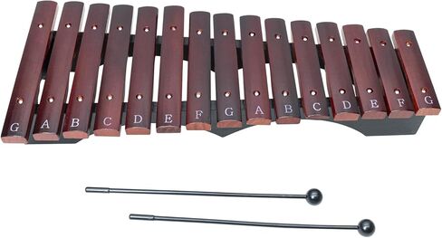 Xylophone Instrument 15-note Red Xylophone Teaching Percussion Instrument 15-note Piano With Carrying Bag and Two Safe Mallets for Beginners, Wooden Base Musical Instrument Gift in Saudi Arabia