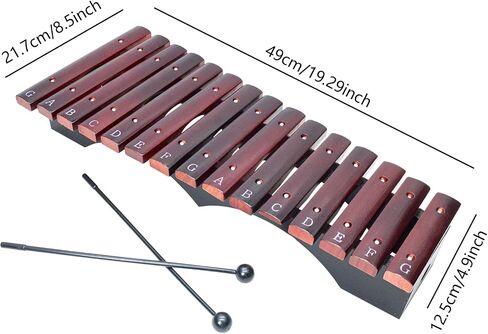 Xylophone Instrument 15-note Red Xylophone Teaching Percussion Instrument 15-note Piano With Carrying Bag and Two Safe Mallets for Beginners, Wooden Base Musical Instrument Gift in Saudi Arabia