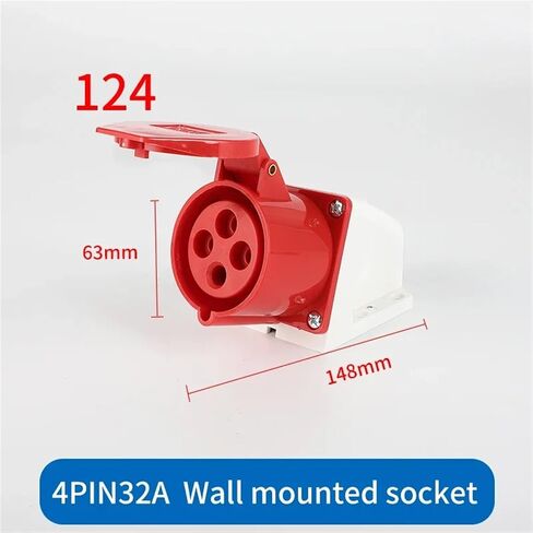 1pcs IP44 3 Pole 4 Pole 5 Pin Waterproof Dustproof Industrial Plug Male ＆ Female 32A Wall Mounted Plug Panel Mounted Plug 220V 380V(Color:3P 32A plug) in Saudi Arabia