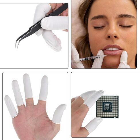 200 PCS Disposable Latex Finger Cots, Black+ White Finger Sleeves Thumb Protectors Gloves Protective Elastic Rubber Fingertip Protector Cots for Electronic Repair, Beauty, Handmade, Industrial Apply in Saudi Arabia