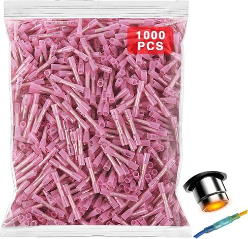 1000pcs موصلات بعقب الحرارة الأزرق من 16-14 AWG مقاوم للماء موصلات الأسلاك الأساسية النحاسية الأرجواني ، ومحطات لصق معزولة للكابل والقوارب والسيارات والأسلاك المنزلية (16-14 AWG) in Kuwait