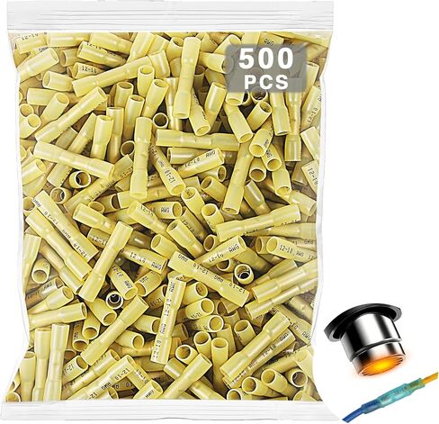 1000pcs موصلات بعقب الحرارة الأزرق من 16-14 AWG مقاوم للماء موصلات الأسلاك الأساسية النحاسية الأرجواني ، ومحطات لصق معزولة للكابل والقوارب والسيارات والأسلاك المنزلية (16-14 AWG) in Saudi Arabia