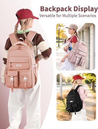 BASICPOWER School Backpack for Girls: Preppy Large Bookbag Fit 15.6 inch Laptop - Casual Waterproof Daypack for Travel & Campus- Back to School Gifts for 7-16 Teens & Kids in Saudi Arabia
