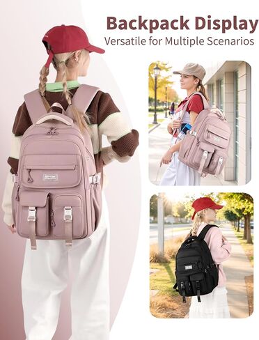 حقيبة ظهر Basicpower School for Girls: Preppy Bookbag Fit 15.6 بوصة كمبيوتر محمول- حزمة نهارية مقاومة للماء للسفر والحرم الجامعي- العودة إلى هدايا المدارس لمدة 7-16 مراهقين وأطفال in Kuwait