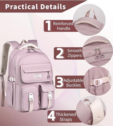 حقيبة ظهر Basicpower School for Girls: Preppy Bookbag Fit 15.6 بوصة كمبيوتر محمول- حزمة نهارية مقاومة للماء للسفر والحرم الجامعي- العودة إلى هدايا المدارس لمدة 7-16 مراهقين وأطفال in Kuwait