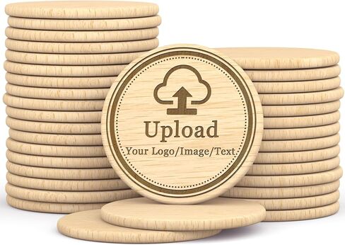 30-100Pcs Custom Wooden Drink Tokens, 40mm Round Wood Chips, Double-Sided Engraved with Your Text or Logo Drink Chips for Bars, Weddings, Parties, and Events in Saudi Arabia