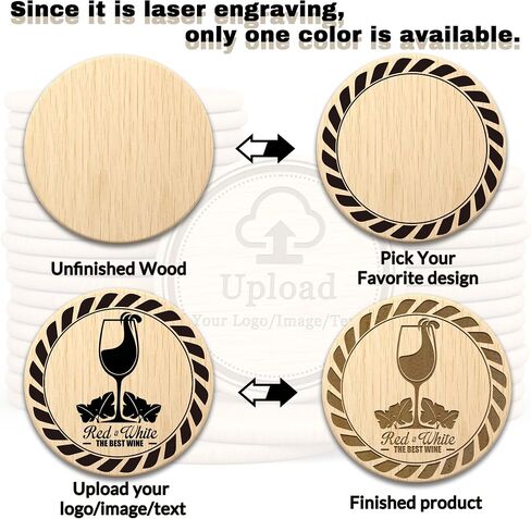 30-100Pcs Custom Wooden Drink Tokens, 40mm Round Wood Chips, Double-Sided Engraved with Your Text or Logo Drink Chips for Bars, Weddings, Parties, and Events in Saudi Arabia