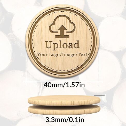 30-100Pcs Custom Wooden Drink Tokens, 40mm Round Wood Chips, Double-Sided Engraved with Your Text or Logo Drink Chips for Bars, Weddings, Parties, and Events in Saudi Arabia