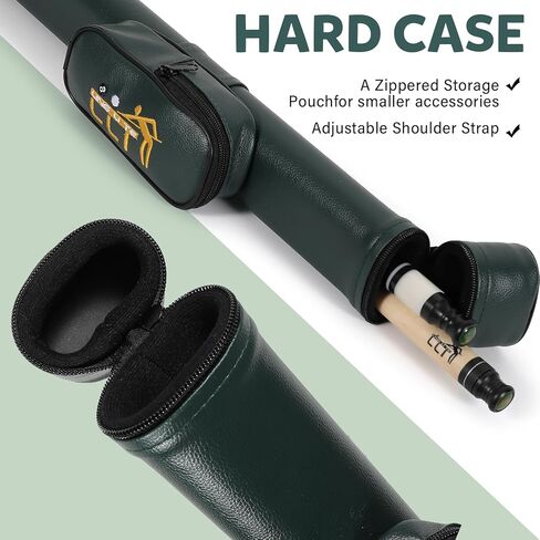 CUE 58 بوصة من خشب القيقب ، تصميم من قطعتين ، 18oz-21 أوقية-عصا بلياردو متينة مع علبة جلدية للمنزل والبار واللعب التنافسي in Kuwait