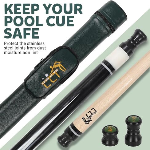 CUE 58 بوصة من خشب القيقب ، تصميم من قطعتين ، 18oz-21 أوقية-عصا بلياردو متينة مع علبة جلدية للمنزل والبار واللعب التنافسي in Kuwait