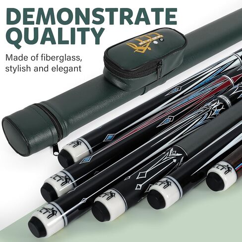 CUE 58 بوصة من خشب القيقب ، تصميم من قطعتين ، 18oz-21 أوقية-عصا بلياردو متينة مع علبة جلدية للمنزل والبار واللعب التنافسي in Kuwait