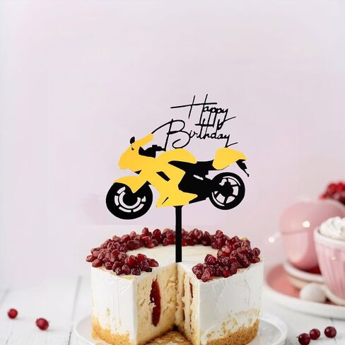 Cars Cake Topper Happy Birthday Cake Decorations for Men Kids Boys Racing Car Themed Party Supplies (Gold and Black) in Saudi Arabia