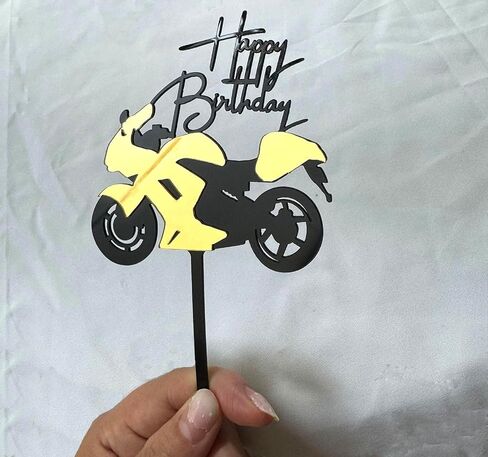 Cars Cake Topper Happy Birthday Cake Decorations for Men Kids Boys Racing Car Themed Party Supplies (Gold and Black) in Saudi Arabia