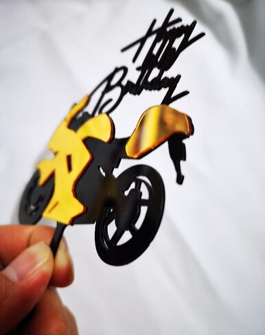 Cars Cake Topper Happy Birthday Cake Decorations for Men Kids Boys Racing Car Themed Party Supplies (Gold and Black) in Saudi Arabia