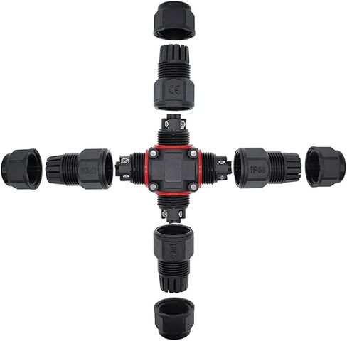 3pin 4pin 4 Way LED LED الصناعي الكهربائي X-Connector IP68 L20 كبلات متشابكة من أربعة اتجاهات متشابكة في الهواء الطلق 1pcs (4pin) in Saudi Arabia
