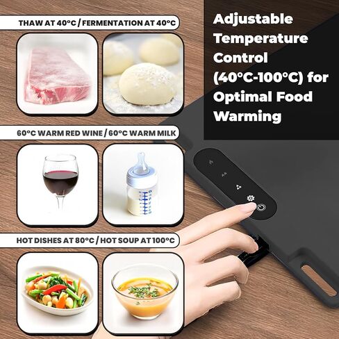 أوميو حصيرة الاحترار من الطعام - صينية الاحترار الكهربائي مع 3 إعدادات درجات الحرارة وتوقيت 1-4 ساعات ، وأغذية الجرافين الكاملة أكثر دفئا ، وسجاد تسخين السيليكون القابل لللفائف ، والتجمعات ، والأطراف (رمادية) in Kuwait