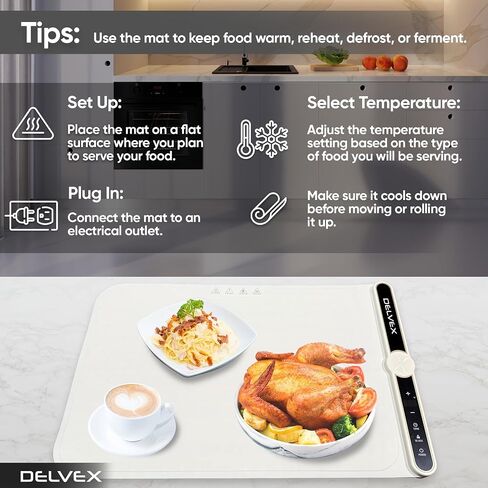 حصيرة الاحترار للطعام-حصيرة تسخين سريع لتسخين الطعام ، والتحكم في درجة حرارة 9 مستويات ، و 8 ثانية حرارة سريعة ، و 1-6 ساعة توقيت ، وإغلاق السيارات للسلامة ، وقفل الأطفال ، ودرج تسخين الطعام الكهربائي للبوفيهات والحفلات in Saudi Arabia