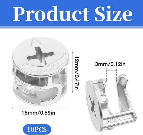10 PCS CAM أقفال للأثاث ، 15 × 12 مم توصيل الأثاث كام كام كاميرا قفل درج درج ، قفل غريب الأطوار موصلات الأثاث إصلاح أجهزة أجهزة أجهزة أجهزة الخزانة in Kuwait