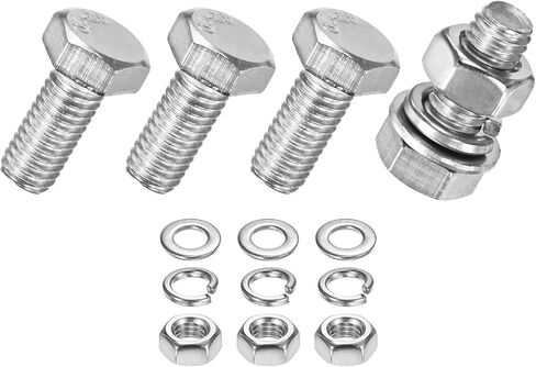 10-Pack Hex Head Screw Bolt with Nuts Flat & Lock Washers M5x80mm Stainless Steel Bolts and Nuts Kit Fully Threaded Metric Bolt Assortment for Equipment/Machinery in Saudi Arabia