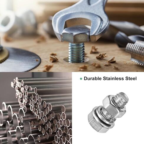 10-Pack Hex Head Screw Bolt with Nuts Flat & Lock Washers M5x80mm Stainless Steel Bolts and Nuts Kit Fully Threaded Metric Bolt Assortment for Equipment/Machinery in Saudi Arabia
