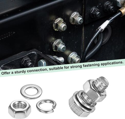 10-Pack Hex Head Screw Bolt with Nuts Flat & Lock Washers M5x80mm Stainless Steel Bolts and Nuts Kit Fully Threaded Metric Bolt Assortment for Equipment/Machinery in Saudi Arabia
