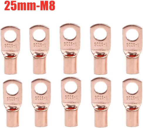 Ring Terminals 10/25/50/100pcs Copper Lug Ring Wire Connector Bare Cable Electric Crimp Terminal SC6-6 SC6-8 SC10-6 SC10-8 SC16-6 SC16-8 SC25-6(SC25-8,100pcs) in Saudi Arabia